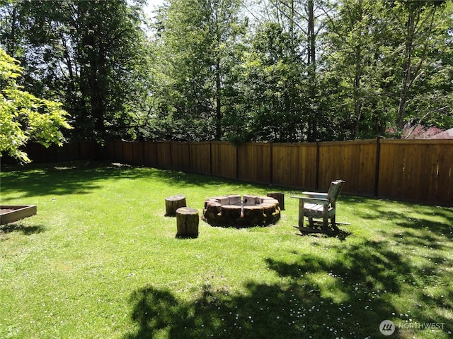 1242 Lidstrom Rd E, Port Orchard, WA 98366 - view of yard with an outdoor fire pit