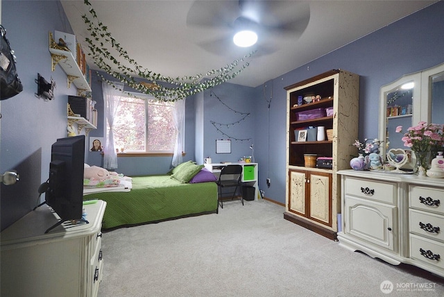 15437 104th Way SE, Yelm, WA 98597 - bedroom featuring light colored carpet and a ceiling fan