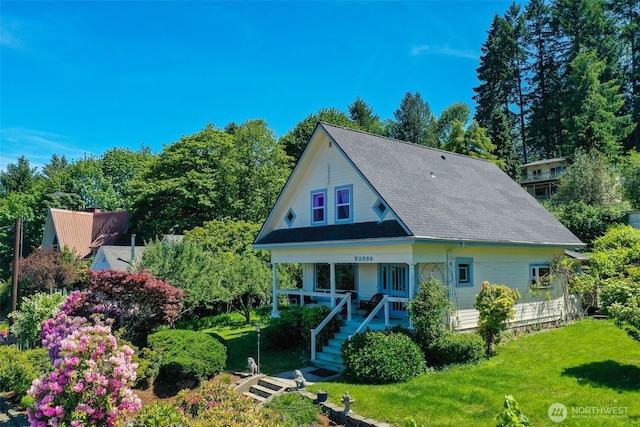 5060 E State Route 106, Union, WA 98592 - view of front facade with stairway, covered porch, and a shingled roof
