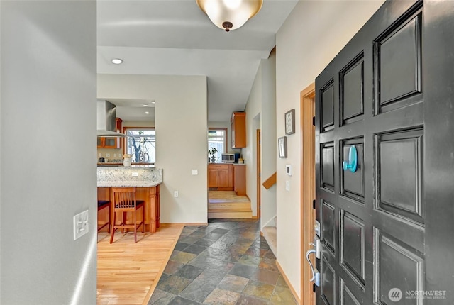 3222 107th Ave SE, Bellevue, WA 98004 - foyer entrance featuring stone tile floors, baseboards, and recessed lighting