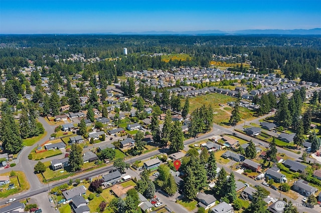 16817 21st Ave E, Spanaway, WA 98387 - aerial overview of property's location featuring a heavily wooded area and nearby suburban area