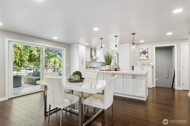 628 163rd Ave SE, Bellevue, WA 98008 - dining space featuring dark wood finished floors, recessed lighting, and baseboards