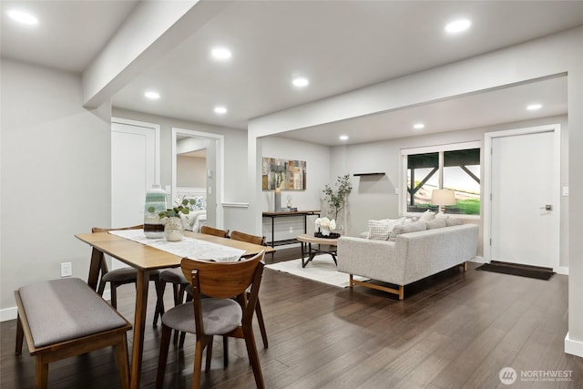 628 163rd Ave SE, Bellevue, WA 98008 - dining area featuring recessed lighting, dark wood-style flooring, and baseboards