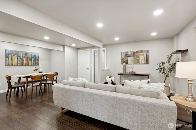 628 163rd Ave SE, Bellevue, WA 98008 - living room with recessed lighting, dark wood finished floors, and baseboards