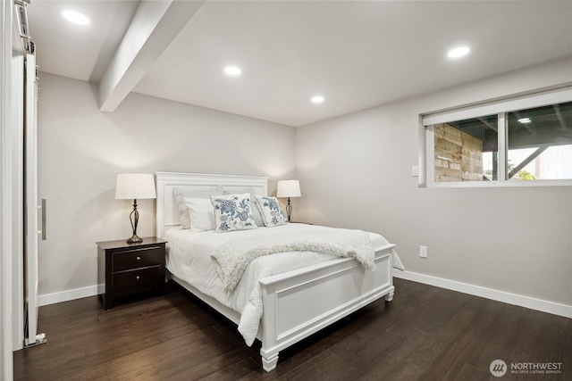 628 163rd Ave SE, Bellevue, WA 98008 - bedroom featuring baseboards, dark wood-style floors, and recessed lighting