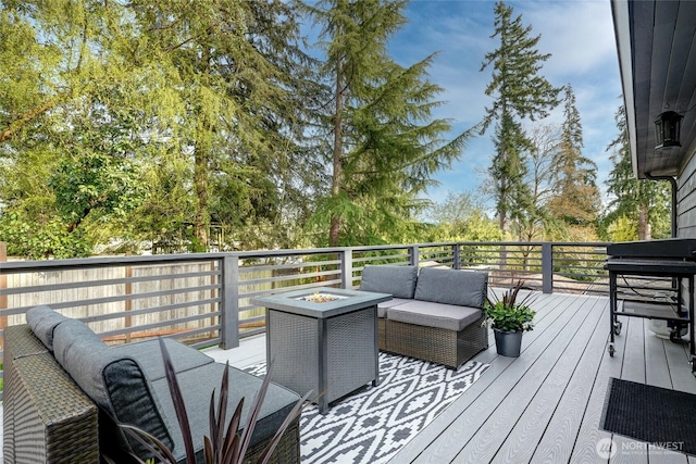 628 163rd Ave SE, Bellevue, WA 98008 - deck featuring an outdoor living space with a fire pit