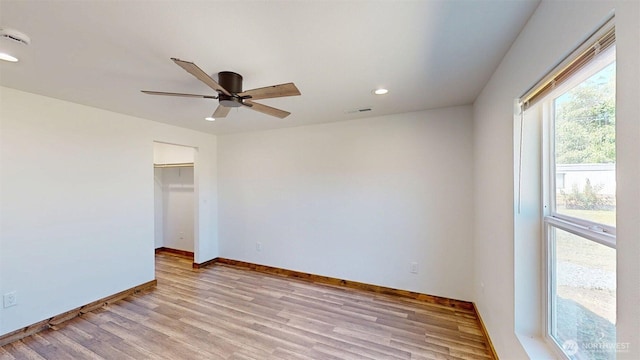 40 Utke Ln, Omak, WA 98841 - unfurnished bedroom featuring light wood-style flooring, recessed lighting, baseboards, and a ceiling fan