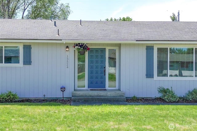13524 E 5th Ave, Spokane Valley, WA 99216 - property entrance featuring a yard and a shingled roof