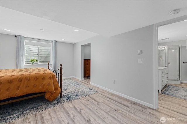 13524 E 5th Ave, Spokane Valley, WA 99216 - bedroom featuring light wood-style flooring, baseboards, recessed lighting, and ensuite bathroom