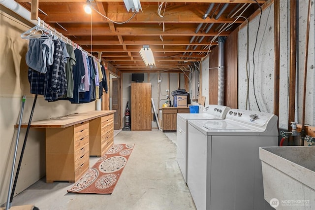 13524 E 5th Ave, Spokane Valley, WA 99216 - unfinished basement featuring separate washer and dryer and a sink