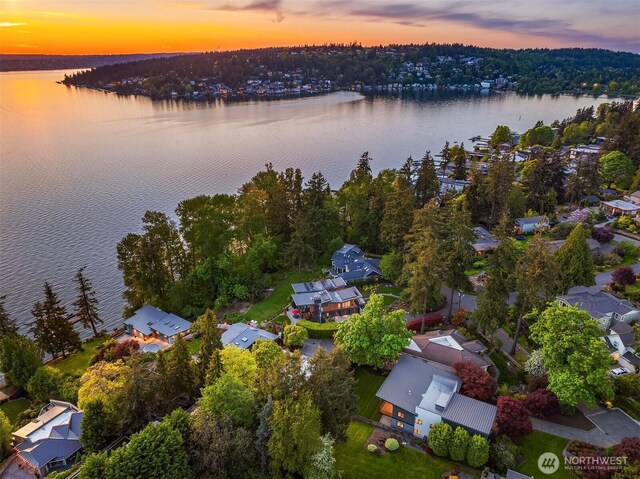 747 14th Ave W, Kirkland, WA 98033 - aerial view at dusk of a water view and a residential view