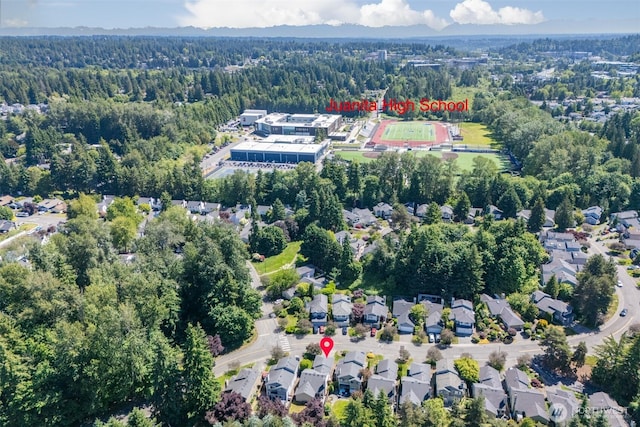 12731 102nd Ave NE, Kirkland, WA 98034 - aerial overview of property's location featuring a heavily wooded area