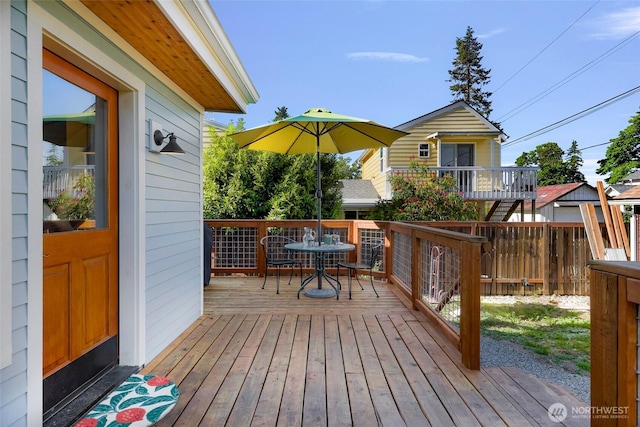 2218 Williams St, Bellingham, WA 98225 - wooden deck featuring outdoor dining space