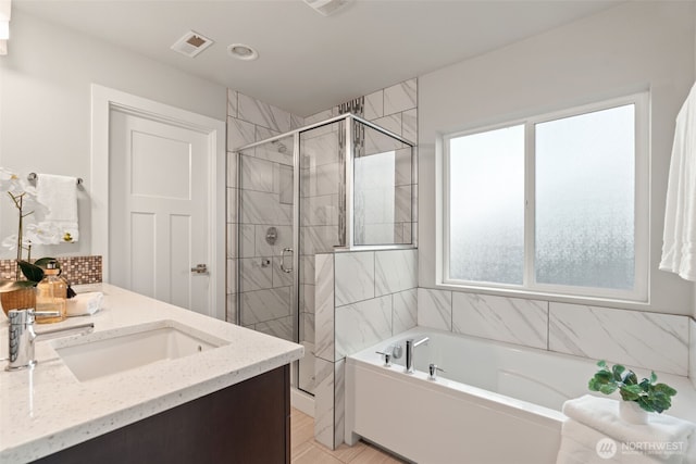4408 214th Pl SE, Bothell, WA 98021 - bathroom with a garden tub, a shower stall, and vanity