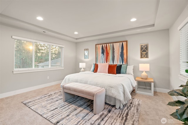 4408 214th Pl SE, Bothell, WA 98021 - carpeted bedroom featuring a raised ceiling, recessed lighting, and baseboards
