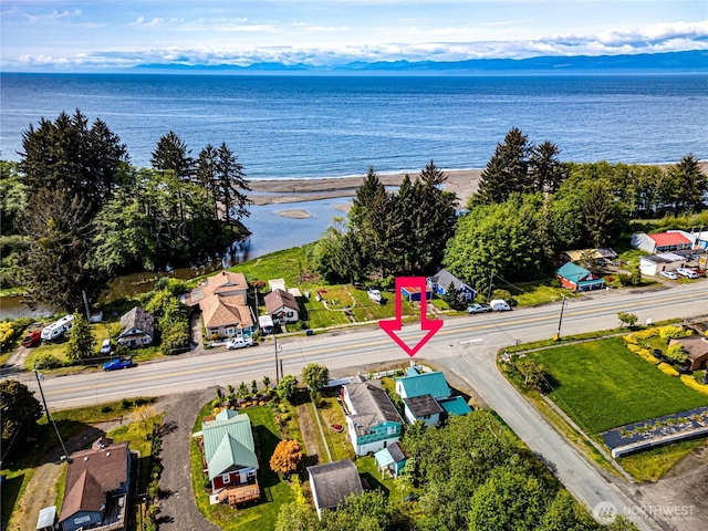 16672 Frontier St, Clallam Bay, WA 98326 - aerial perspective of suburban area featuring a large body of water