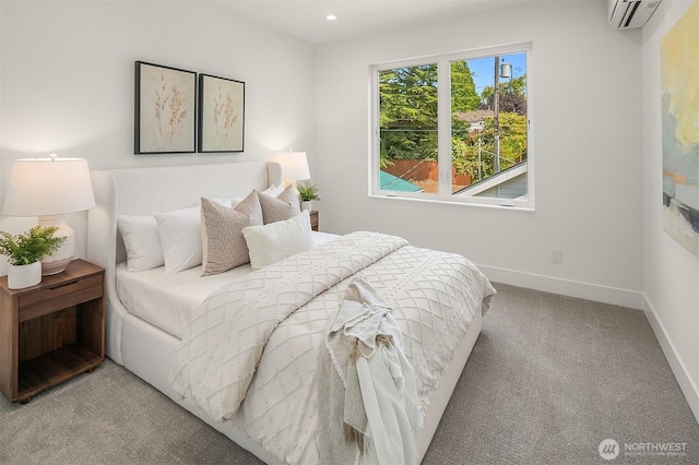 5822 56th Ave NE, Seattle, WA 98105 - bedroom with carpet floors, a wall unit AC, and recessed lighting