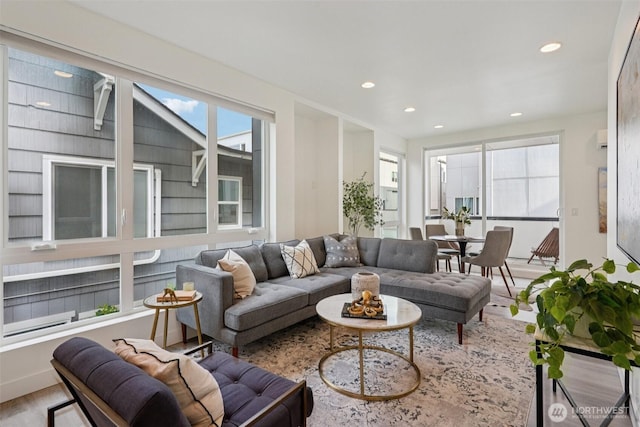 13713 35th Ave NE Unit A, Seattle, WA 98125 - living room featuring wood finished floors and recessed lighting