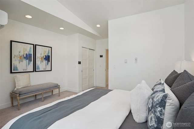 13713 35th Ave NE Unit A, Seattle, WA 98125 - carpeted bedroom featuring vaulted ceiling and recessed lighting