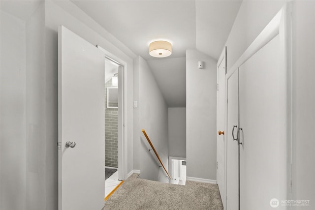 121 SW Alfred Ave, Chehalis, WA 98532 - hall with an upstairs landing, carpet, and lofted ceiling