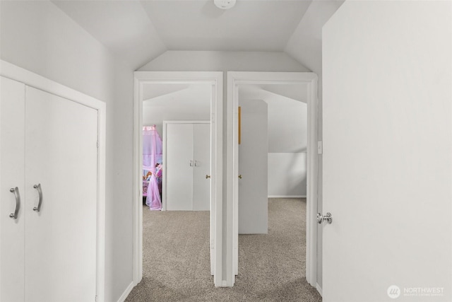 121 SW Alfred Ave, Chehalis, WA 98532 - hallway with carpet flooring and vaulted ceiling