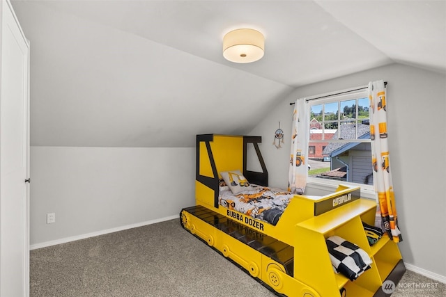 121 SW Alfred Ave, Chehalis, WA 98532 - bedroom featuring lofted ceiling, carpet flooring, and baseboards