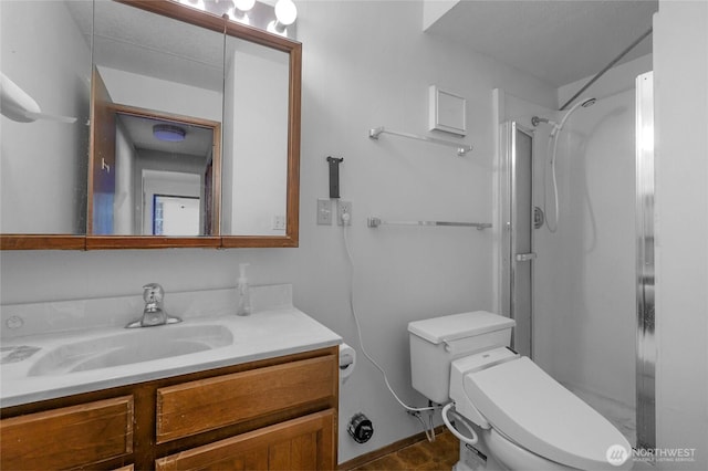 7407 25th Ave NE, Seattle, WA 98115 - full bathroom with vanity, a shower stall, and toilet