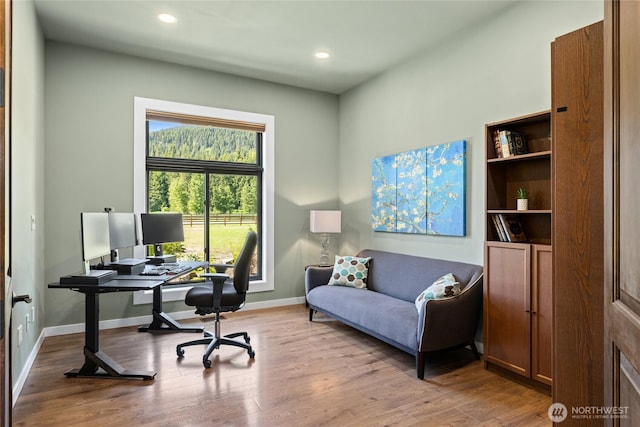 1550 Old Cedars Rd, Cle Elum, WA 98922 - office with wood finished floors, recessed lighting, and baseboards