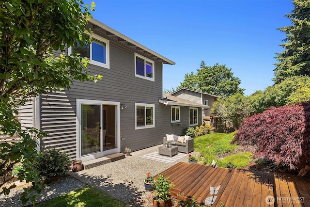 10808 158th Ct NE, Redmond, WA 98052 - back of house featuring an outdoor living space, a deck, and a patio