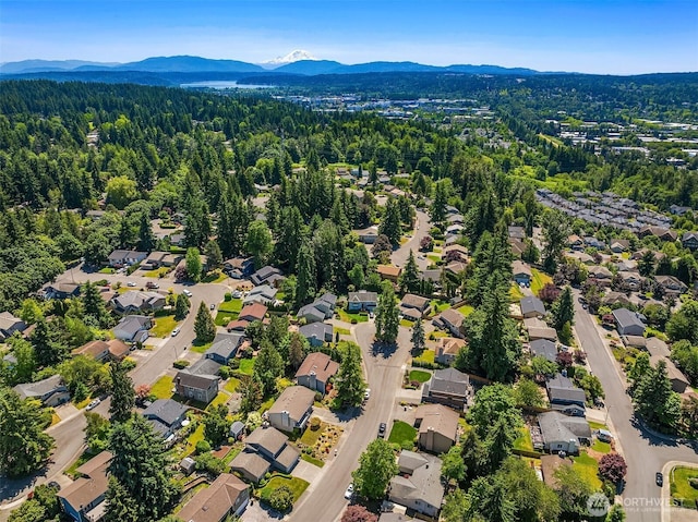 10808 158th Ct NE, Redmond, WA 98052 - aerial view of residential area with a mountain backdrop and a forest