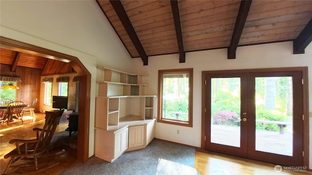 321 N Lake Surf Dr, Lilliwaup, WA 98555 - doorway featuring wooden ceiling and french doors