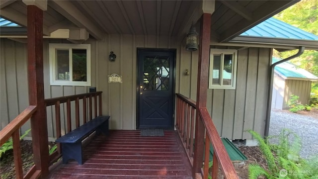 321 N Lake Surf Dr, Lilliwaup, WA 98555 - doorway to property with board and batten siding