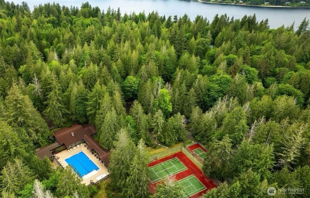 606 E Pointes Dr W, Shelton, WA 98584 - drone / aerial view of a pool and a nearby body of water
