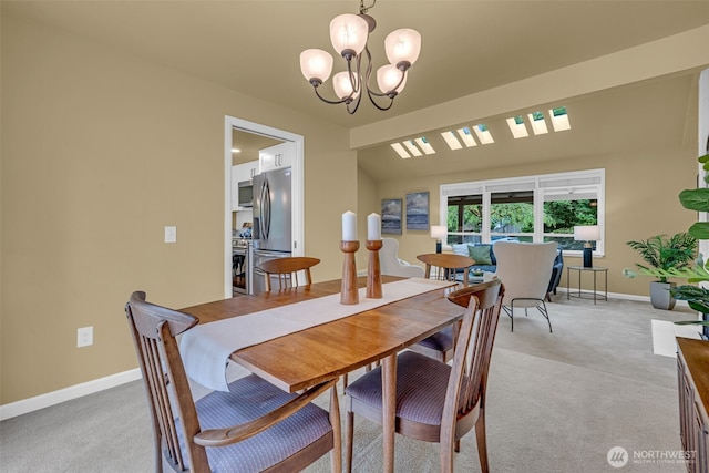 17620 NE 29th St, Redmond, WA 98052 - dining room with light carpet, a chandelier, and baseboards