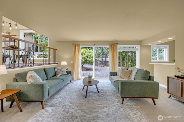 17620 NE 29th St, Redmond, WA 98052 - living area featuring plenty of natural light, baseboards, and carpet floors