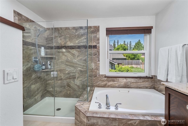 27742 214th Ave SE, Maple Valley, WA 98038 - full bath featuring a garden tub, a shower stall, and vanity