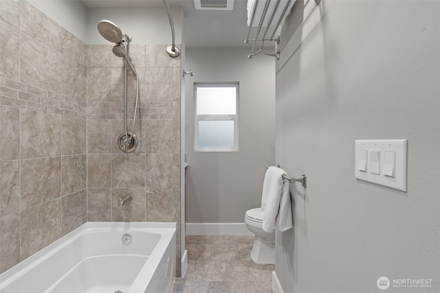 2902 N 22nd, Tacoma, WA 98406 - bathroom with toilet, baseboards, and bathtub / shower combination