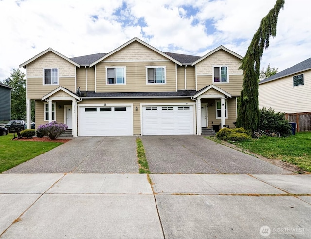 570 Beaver Blvd Unit A, Pacific, WA 98047 - view of property with driveway, a garage, a front yard, and a shingled roof