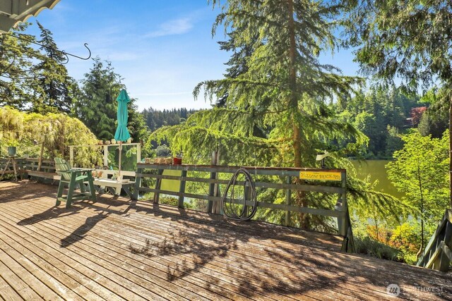 1713 Pebble Beach Trl, Bellingham, WA 98226 - deck with a view of trees and a water view