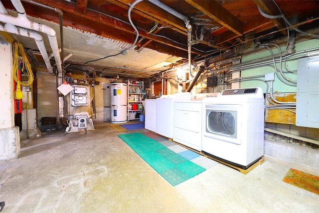 920 4th Ave N, Seattle, WA 98109 - unfinished basement featuring washing machine and dryer, water heater, and electric panel