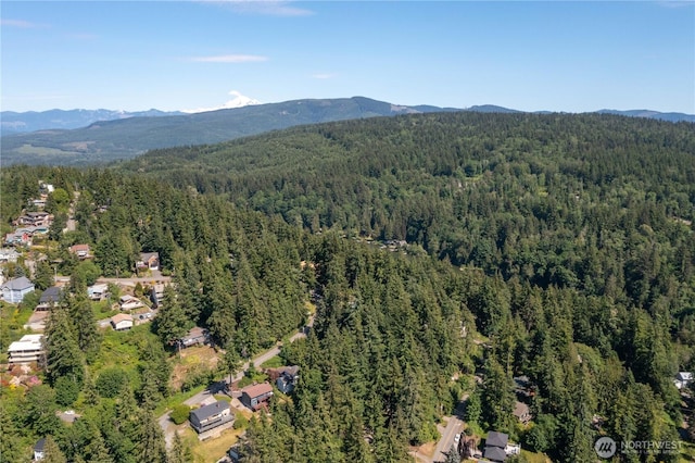 1668 Sapphire Trl, Bellingham, WA 98226 - aerial overview of property's location with a heavily wooded area and a mountainous background
