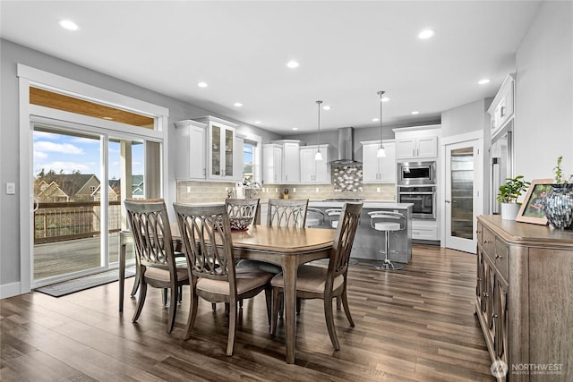 6041 Brian Ct, Ferndale, WA 98248 - dining area with dark wood finished floors and recessed lighting
