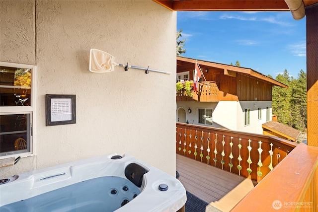 8775 Icicle Rd, Leavenworth, WA 98826 - wooden deck with an outdoor hot tub