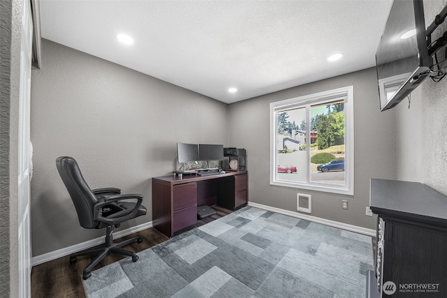 2607 S 379th Pl, Federal Way, WA 98003 - office with wood finished floors, recessed lighting, and a textured wall