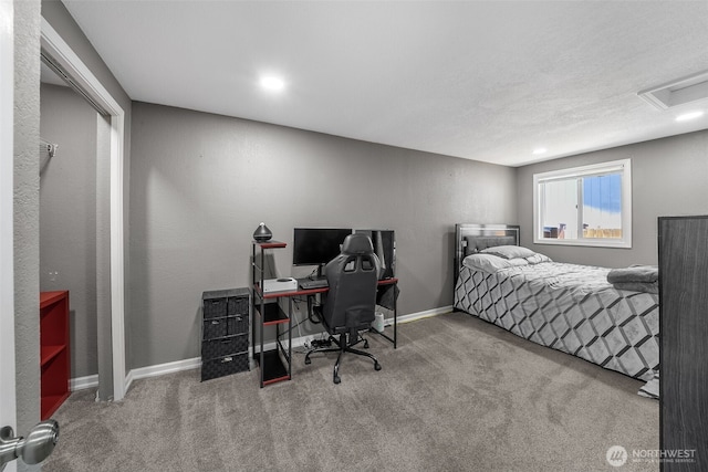 2607 S 379th Pl, Federal Way, WA 98003 - bedroom featuring carpet, a desk, attic access, and recessed lighting