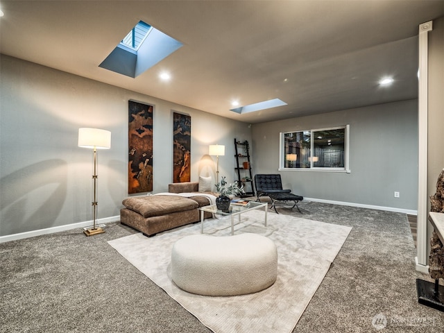 2623 189th St SE Unit A, Bothell, WA 98012 - living area with a skylight, carpet flooring, baseboards, and recessed lighting