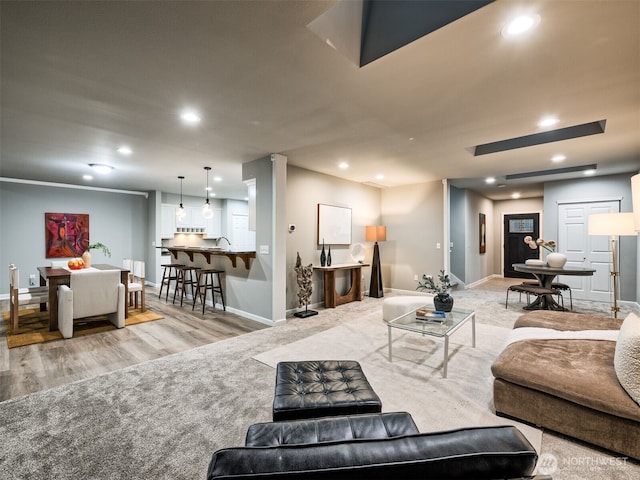 2623 189th St SE Unit A, Bothell, WA 98012 - living area with recessed lighting, baseboards, and wood finished floors