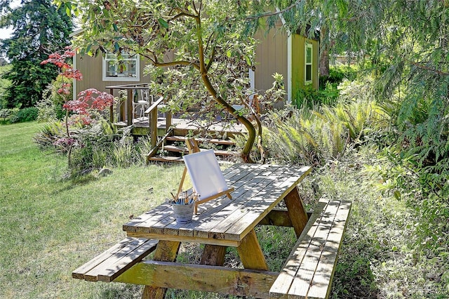881 Lawson Rd, Camano Island, WA 98282 - view of grassy yard with a deck