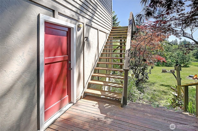 881 Lawson Rd, Camano Island, WA 98282 - property entrance featuring a yard and a wooden deck