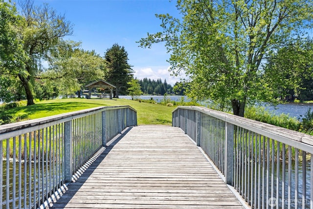 201 E Park Loop, Shelton, WA 98584 - dock area featuring a gazebo, a water view, and a yard